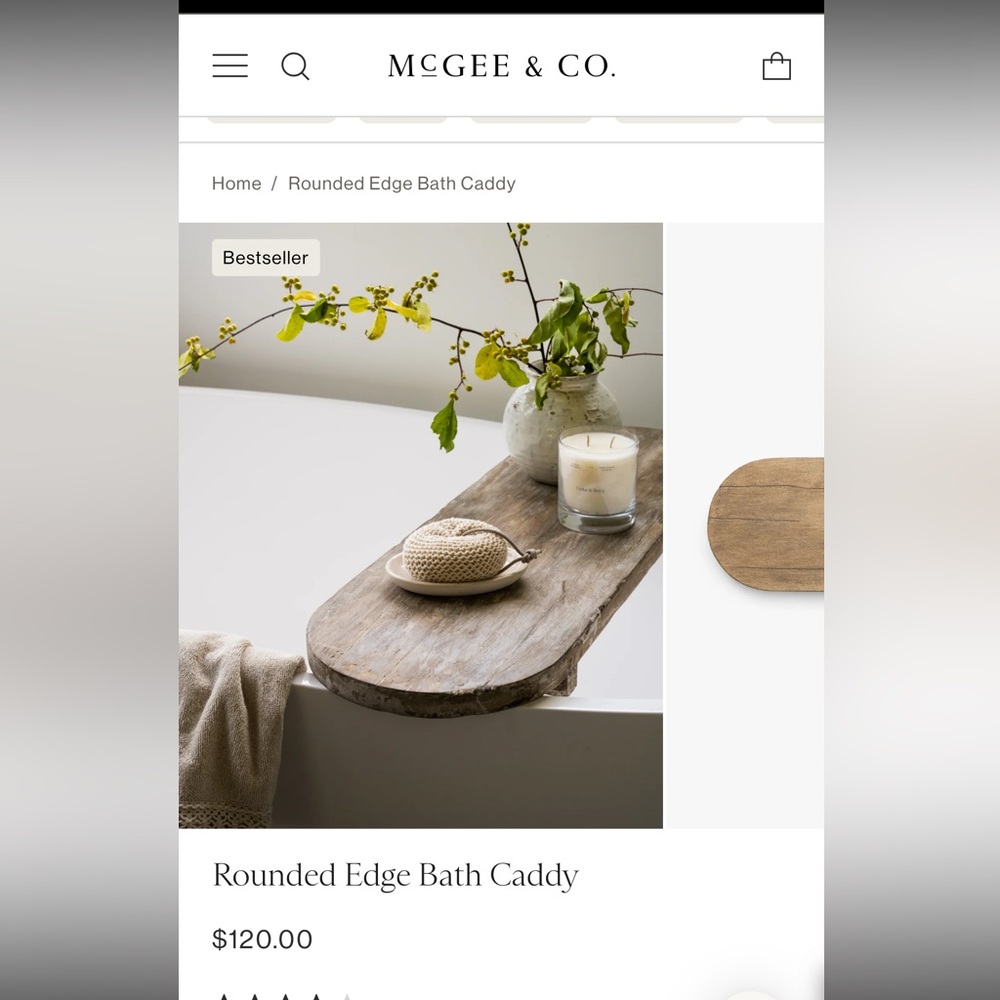 McGee & Co. Natural Wood Bath Caddy